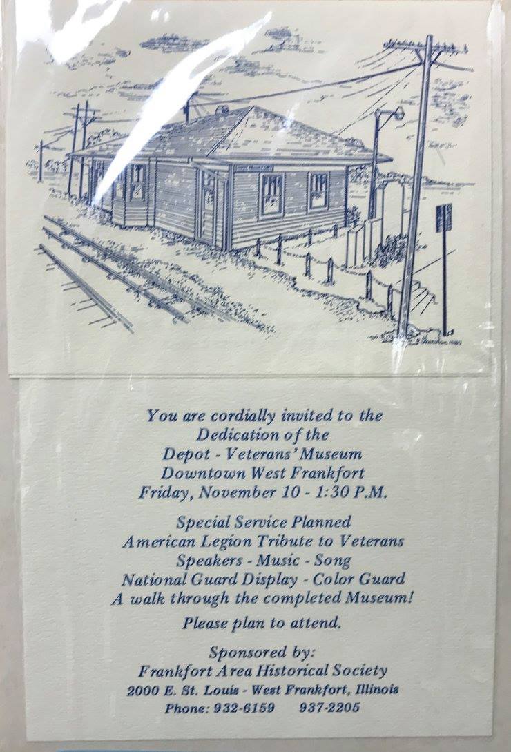 1989 formal invitation for the dedication of the Depot Veterans Museum